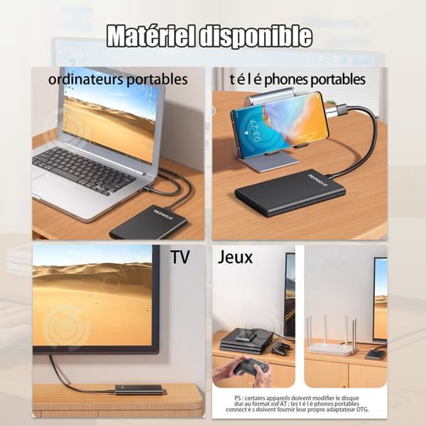 INN Extern hårddisk 1TB USB3.0 Ultratunn bärbar hårddisk Höghastighetsdataöverföringshårddisk för PC TV Laptop