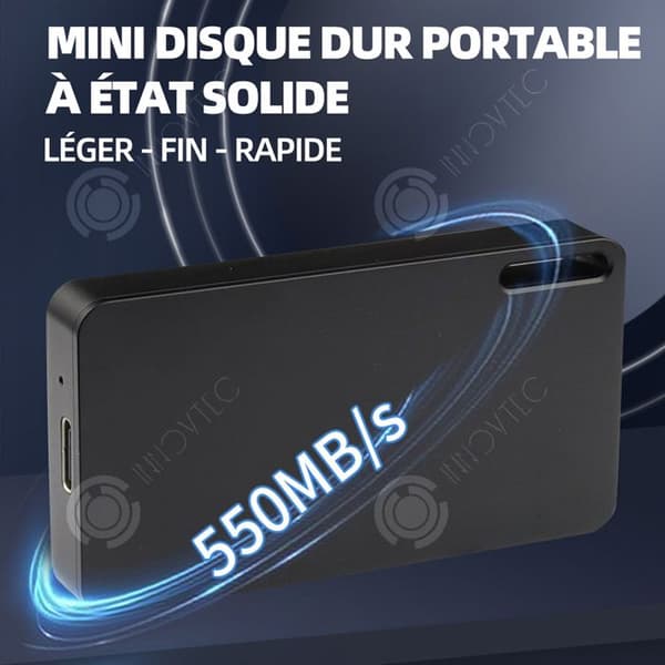 INN Extern hårddisk 1TB 550mb/s SSD 7,2x4x1cm Kompatibel med bärbar dator och skrivbordsstöd Windows/IOS/Lin-system