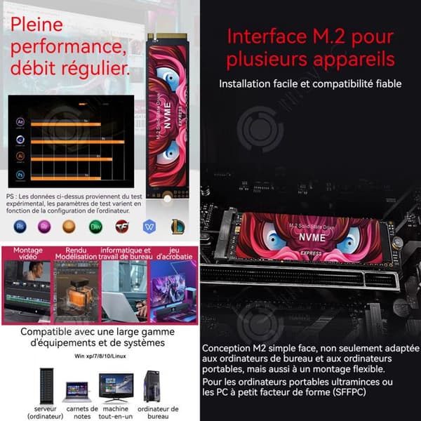 INN SSD intern 1to 2280 NVME M.2 PCIE 3.0 upp till 2500 mo/s läsning kompatibel med laptop och desktop SSD-hårddisk
