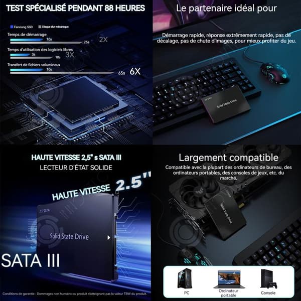 INN Intern Hårddisk 1TO 2,5" SSD Läst hastighet upp till 500 Mo/S Kompatibel med Bärbara Datorer och Stationära Datorer