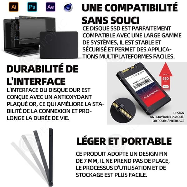 INN SSD 1TB läshastighet upp till 550MB/s intern SSD kompatibel med bärbar dator och stationär dator för professionella spelare