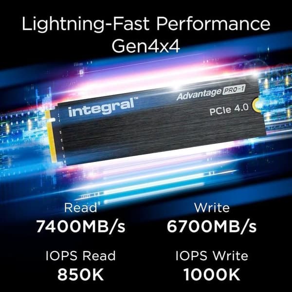 SSD - Integral - Advantage Pro-1 - 2 To - NVMe M.2 2280 - PCIe Gen4x4 med termisk avledning