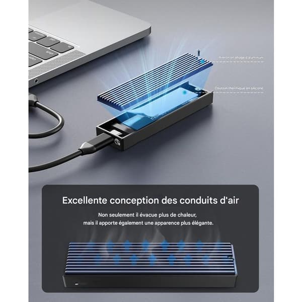 SSD-hölje M.2 NGFF-10Gbps USB Extern Adapter USB3.1 Gen2 Hårddiskhölje för M.2 PCIe NGFF M-Key 2230/2242/2260/2280 SSD