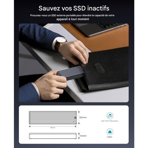 SSD-hölje M.2 NGFF-10Gbps USB Extern Adapter USB3.1 Gen2 Hårddiskhölje för M.2 PCIe NGFF M-Key 2230/2242/2260/2280 SSD