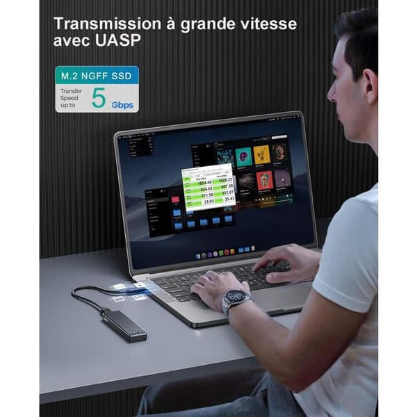 SSD-hölje M.2 NGFF-10Gbps USB Extern Adapter USB3.1 Gen2 Hårddiskhölje för M.2 PCIe NGFF M-Key 2230/2242/2260/2280 SSD