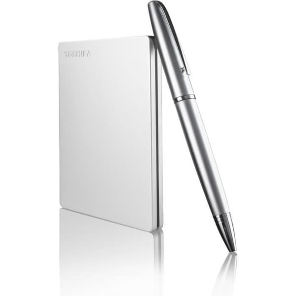 Extern hårddisk - TOSHIBA - CANVIO Slim - 1 To - Aluminiumfinish - USB 3.2 Gen 1
