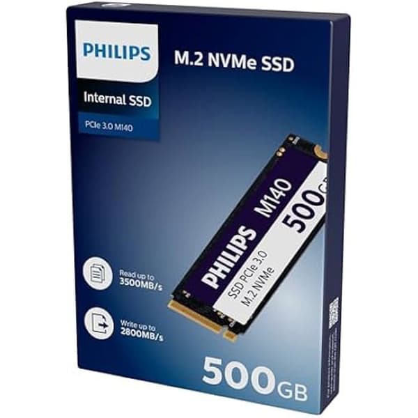 Intern SSD M.2 - PHILIPS - M140 - 500 Go - NVMe PCIe Gen3 - Läshastighet 3500 Mo/s