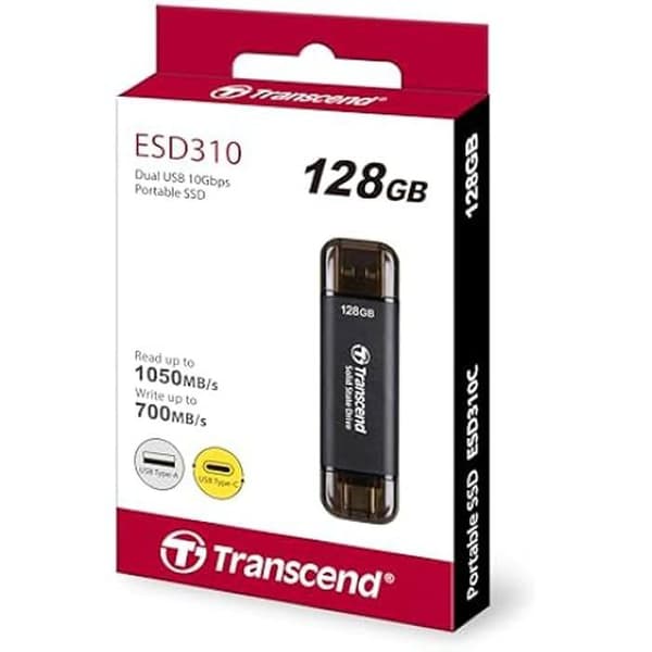 Bärbar SSD - TRANSCEND - ESD310C - 128 GB - USB 3.2 Gen 2 - Typ-A/Typ-C