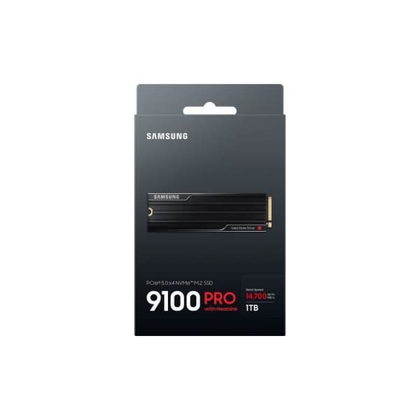 Samsung - Intern SSD - 9100 PRO med kylfläns NVMe M.2 PCIe 5.0 x4 - 1 To - Läst hastighet upp till 14 800 Mo/s - MZ-VAP1T0CW