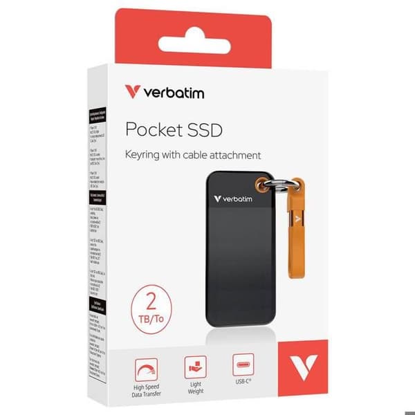Pocket SSD - VERBATIM - 2TB - USB 3.2 Gen 2 - Svart orange - 3 års garanti