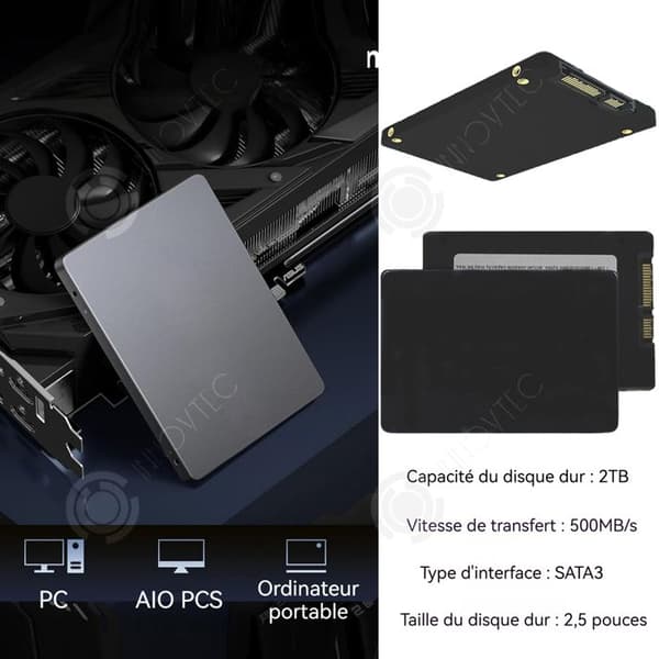 INN Intern Hårddisk 2To överföringshastighet 500Mo/s Ultrafina solid-state-enheter med Windows10+OS+Linux SSD