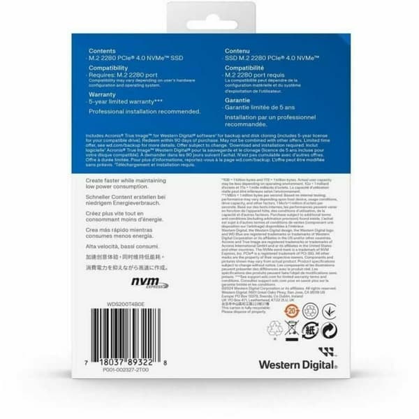Harddisk Western Digital WDS200T4B0E-00CNZ0 2 TB SSD
