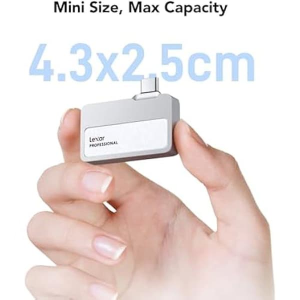 Bärbar SSD - LEXAR - Professional Go - 2TB - Ultrakompakt - USB-C - Vatten- och dammtålig