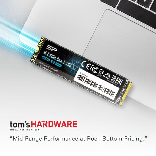 Intern SSD - Silicon Power - P34A60 512Go - NVMe PCIe Gen3x4 M.2 Läsning Skrivning 2200 1600 Mo/s