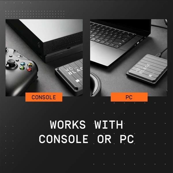 WDBLACK P10 6 Till extern bärbar hårddisk, mobil och robust, fungerar med PC och konsol, lagrar upp till 125 spel, svart
