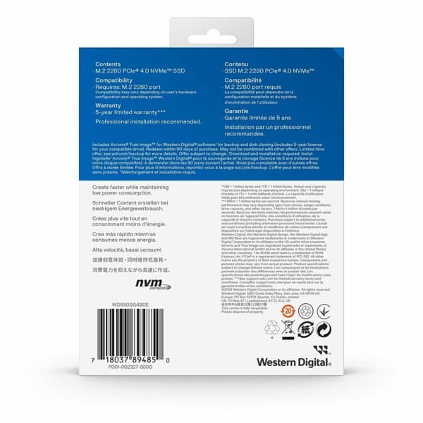 BRUKT Harddisk Western Digital 500 GB SSD (Fikset A)