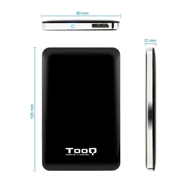 Diskettask - TooQ - TQE-2538B - 2,5" - USB 3.0 - Svart
