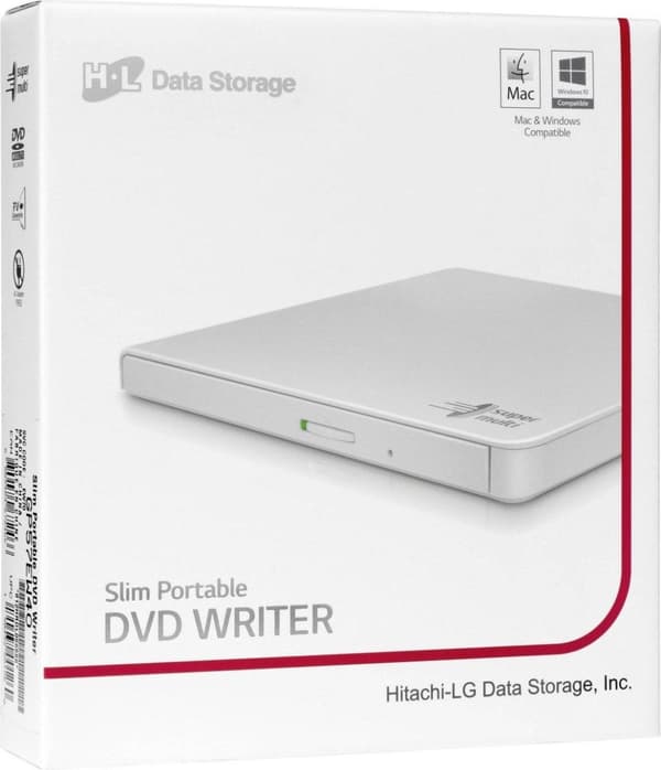 HL Data Storage Ultra Slim kannettava DVD-poltin GP57EW40 Liitäntä USB 2.0, DVD±R RW, CD-lukunopeus 24x, CD-kirjoitusnopeus 24x, Baltas, kannettava ka