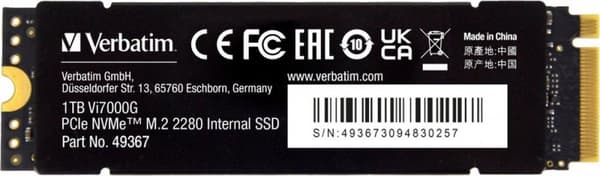 Verbatim Vi7000 PCIe NVMe M.2 SSD 1TB, 1000GB