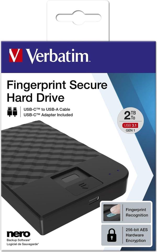 Verbatim Fingerprint Secure Portable Hard Drive 2TB