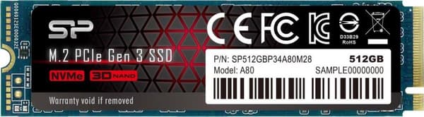 Silicon Power P34A80 intern solid state-drev M.2 512 GB PCI Express 3.0 SLC NVMe
