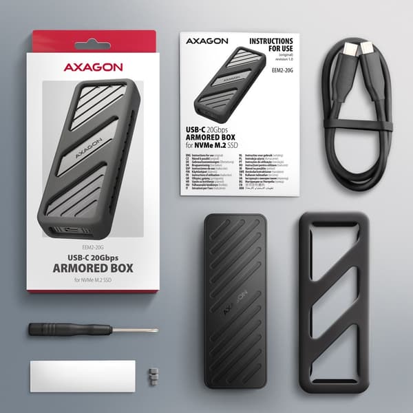 Ulkoinen kotelo Axagon EEM2-20G M.2 NVMe -asemille / USB-C 3.2:lle