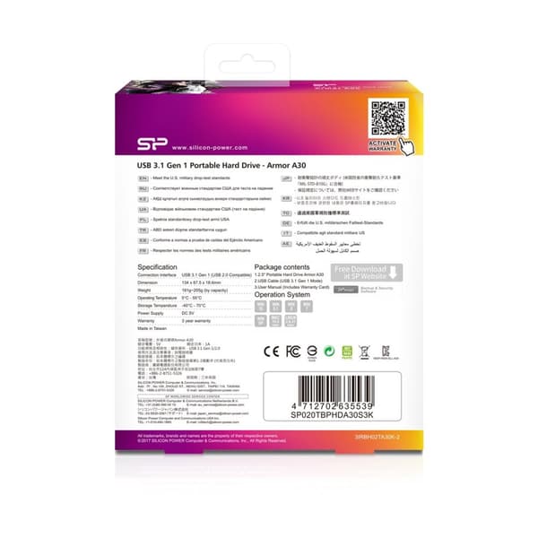 Extern hårddisk Silicon Power Armor A30 2000 GB Svart