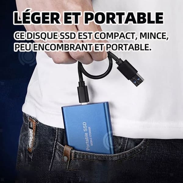 INN® Extern hårddisk 1TB USB 3.1 5,8x7,5cm Type-C Ultratunn Solid State High Speed Transfer Mobile Solid State Drive Blå