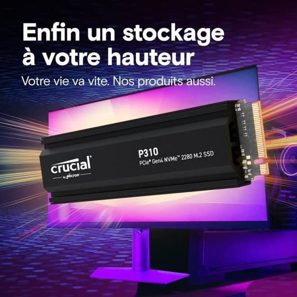 CRUCIAL - P310 - Intern SSD - 2TB - Gen4 - NVMe M.2 - Upp till 7100 Mo/s