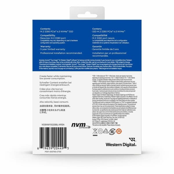 Harddisk Western Digital SN580 TLC 2 TB SSD