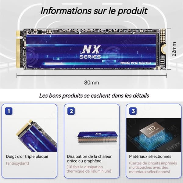 INN ssd intern 256Go M.2 NVMe 3000MB/S PCIE3.0 Gen3 2280 hög hastighet SSD-hårddisk för stationär underhållning lämplig SSD-hårddisk