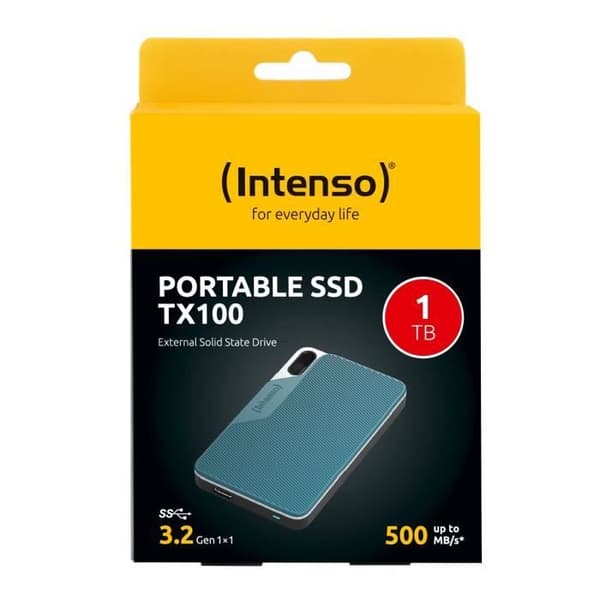 Extern hårddisk - INTENSO - TX100 - 1 To - USB-C 3.2 Gen 1x1 - Extern SSD