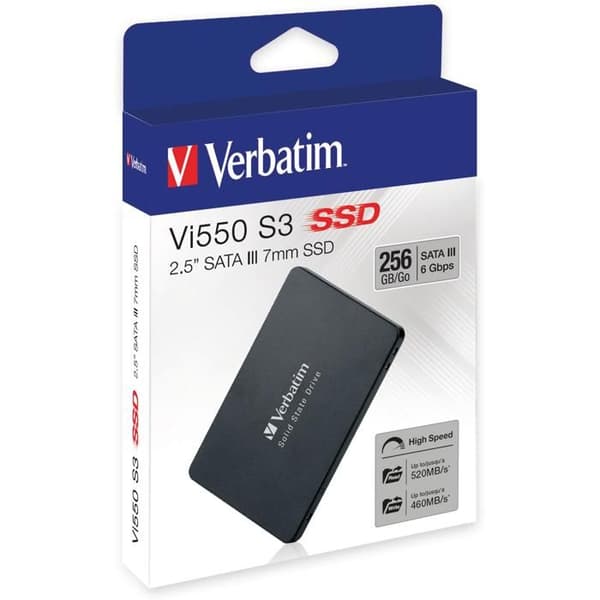 2,5'' 256GB Sata3.0 SSD - VERBATIM - VI550 - 3D NAND-teknik - Phison PS3111-kontroller - S.M.A.R.T.