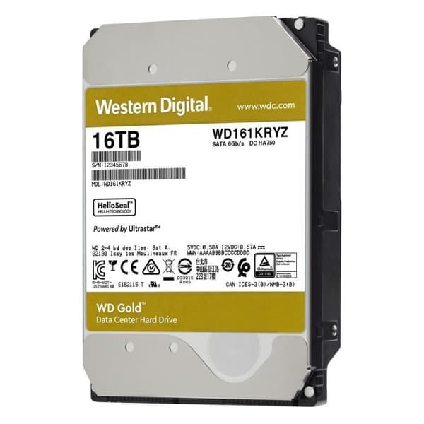 WD Gold™ - Intern hårddisk - 16TB - 7200 rpm - 3,5" (WD161KRYZ)
