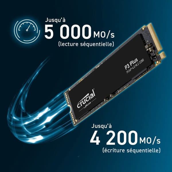 Crucial SSD-hårddisk - CT2000P3PSSD801 - P3 Plus 2TB M.2 PCIe Gen4 NVMe intern SSD - Upp till 5000MB/s - (Acronis Edition)