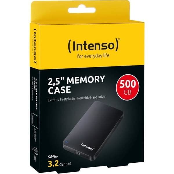 Extern hårddisk - INTENSO - Minnesfodral - 2,5' - 500GB - Svart