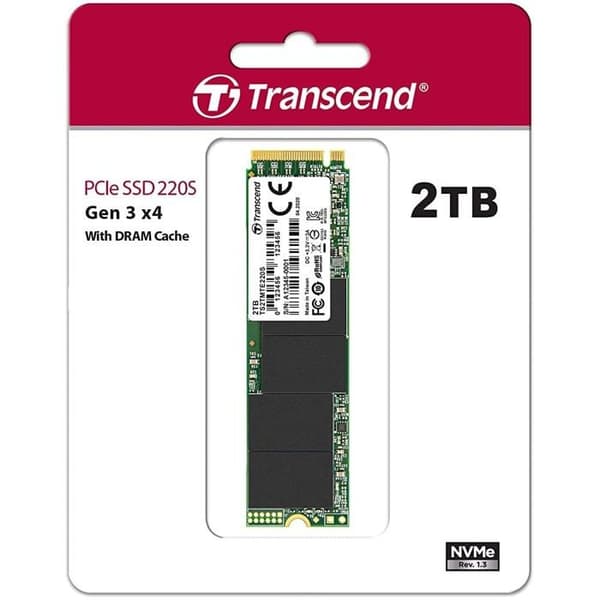 TRANSCEND 2TB M.2 2280 PCIe Gen3x4 M-Key 2TB M.2 2280 PCIe Gen3x4 M-Key 3D TLC med Dram