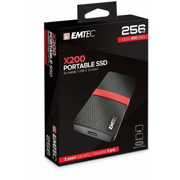 Emtec Design, effektivt och säkert lagringspaket: Bärbar SSD-enhet - 3.1 Gen1-256 GB + USB-nyckel - 3.1-32 GB -