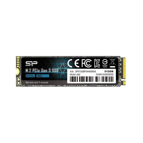 Intern SSD - Silicon Power - P34A60 512Go - NVMe PCIe Gen3x4 M.2 Läsning Skrivning 2200 1600 Mo/s