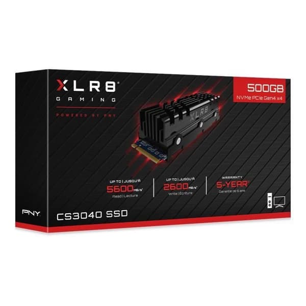 PNY - Intern SSD - CS3040 - 500 GB - M2 NVMe kylfläns (M280CS3040HS-500-RB)