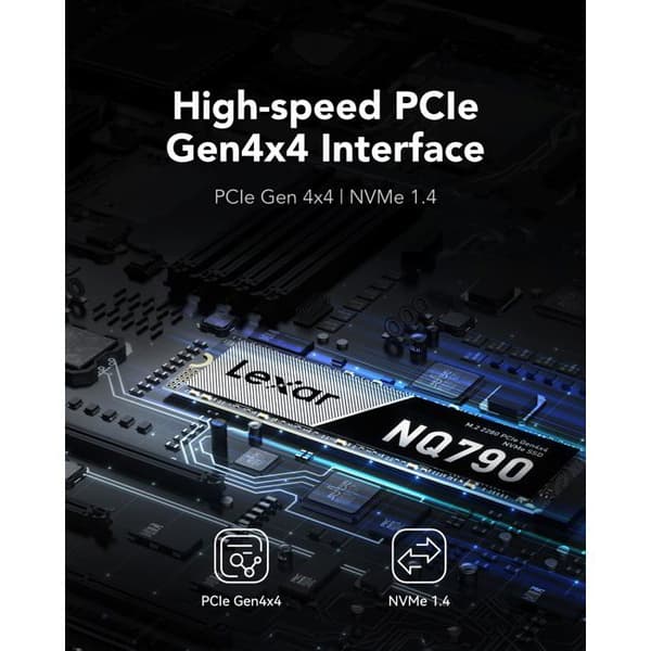 Intern SSD - LEXAR - NQ790 - 4TB - PCIe 4.0 - 7000 MB/s Läs - 6000 MB/s Skriv