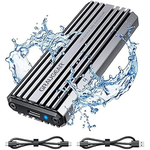 SSD-hölje NVMe - GRAUGEAR - Aluminium - USB 3.2 Gen2 10Gbit/s - Skydd IP66 - USB-C- och USB-A-kablar