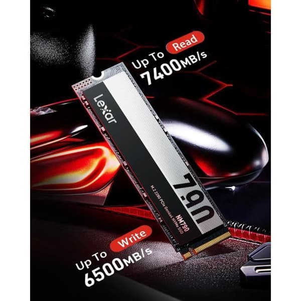 SSD - LEXAR - NM790 - 2To - M.2 2280 PCIe Gen4x4 NVMe - 7400 Mo/s läsning, 6500 Mo/s skrivning