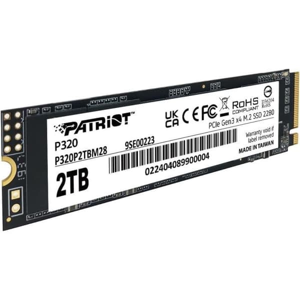 SSD - PATRIOT MEMORY - P320 - 2 To - NVMe PCIe Gen 3x4 - M.2 2280 - 3000MB/s Läsning