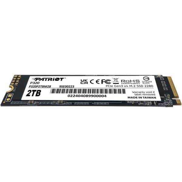 SSD - PATRIOT MEMORY - P320 - 2 To - NVMe PCIe Gen 3x4 - M.2 2280 - 3000MB/s Läsning