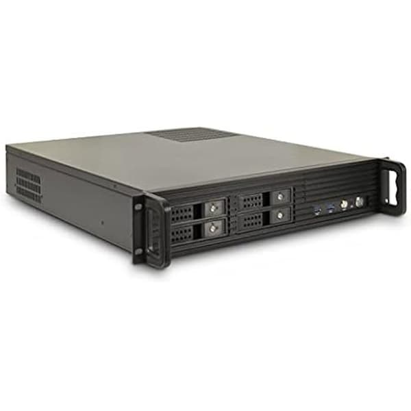 Förvaringshylla - INTER-TECH - 2U-2504 - Legerat stål - Rackmontering - Kompatibel med server Svart