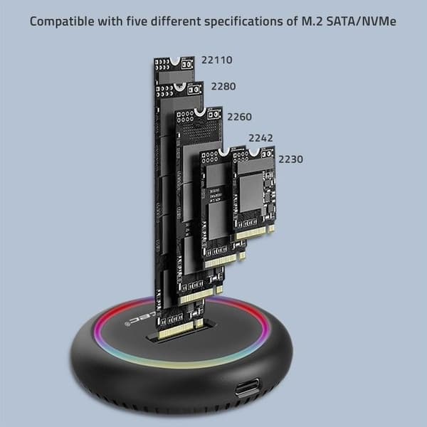 Qoltec SSD-hårddisk - 52275 - Dockningsstation för M.2 SATA NVMe USB-C SSD-enhet 2 TB