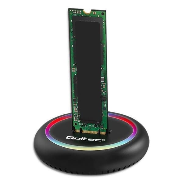 Qoltec SSD-hårddisk - 52275 - Dockningsstation för M.2 SATA NVMe USB-C SSD-enhet 2 TB