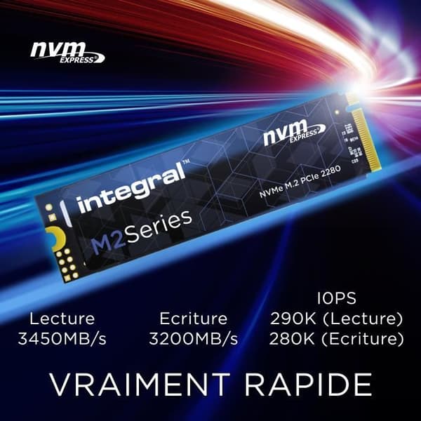 INTEGRAL - Intern Solid State Drive - M2 SERIES M.2 2280 PCIE NVME- 1TB (1000 GB) - M.2 NVMe PCIe Gen3x4 (INSSD1TM280NM2X)