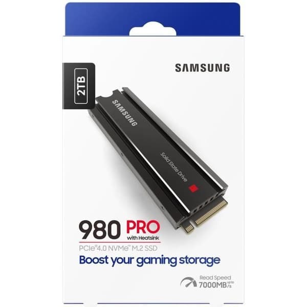 SAMSUNG Intern SSD - 980 PRO med kylfläns - 2 TB - NVMe - PS5-kompatibel (MZ-V8P2T0CW)